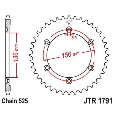 Load image into Gallery viewer, JT Sprockets Rear Steel Sprocket 43 Tooth 43T 525 Chain JTR1791.43
