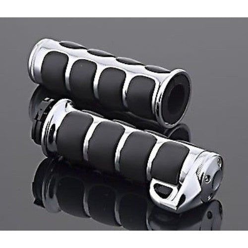 Load image into Gallery viewer, Kuryakyn Chrome Rubber Soft Premium ISO Dual Cable Grips w/ Throttle Boss Harley