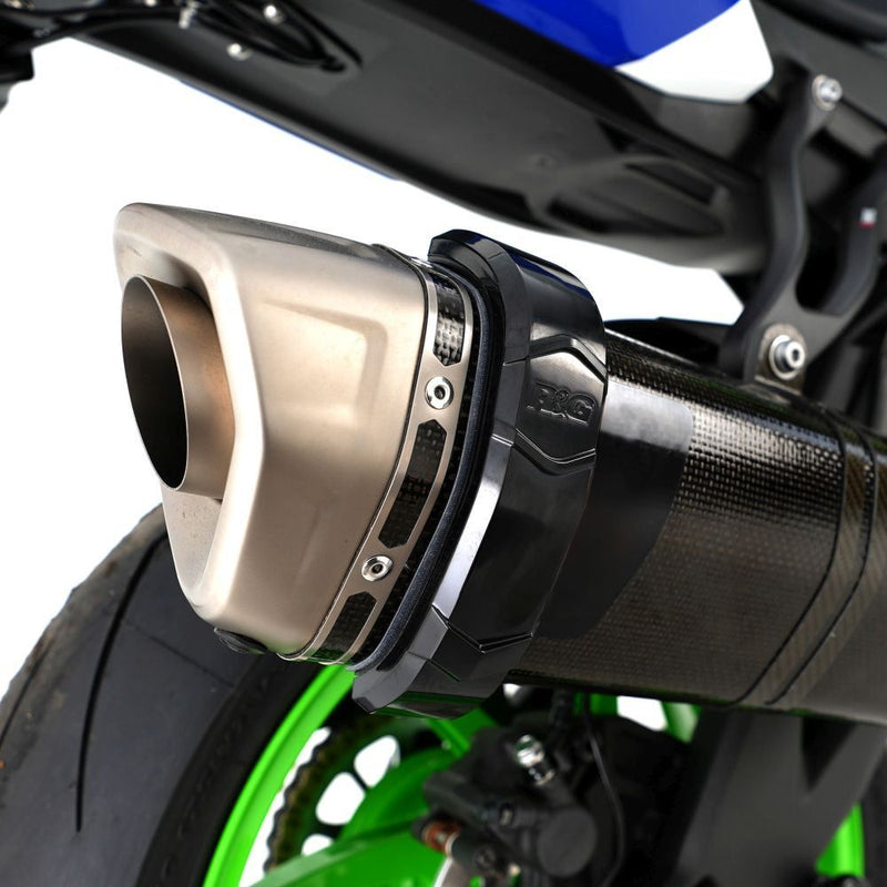 Load image into Gallery viewer, R&G Racing Black Hexagonal Akrapovic Style Exhaust Protector Can Cover For 2009-2014 Aprilia RSV4 Factory