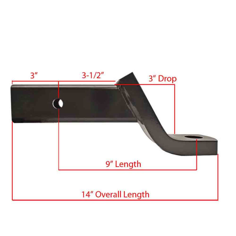 Load image into Gallery viewer, Rigid Hitch (HUB-25309) Heavy Duty Ball Mount for 2 1/2" Receivers - 3" Drop - 1 1/2" Rise - 9" Length - Made in USA