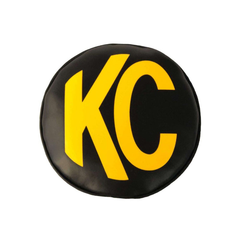 Load image into Gallery viewer, KC HiLiTES Cover; 6" Vinyl Black w/ Yellow KC Soft (pr) 5102