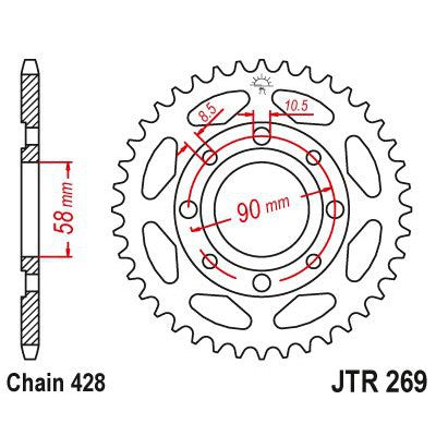 Load image into Gallery viewer, JT Sprockets Rear Steel Sprocket 36 Tooth 36T 428 Chain JTR269.36