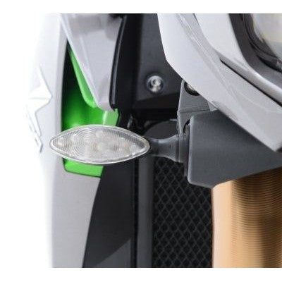 R&G Racing Black Front Indicator Adapter Kit For 2014-2017 Kawasaki Ninja 250SL