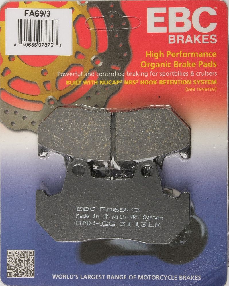 Load image into Gallery viewer, EBC 1 Pair FA Series Organic Replacement Brake Pads MPN FA69/3