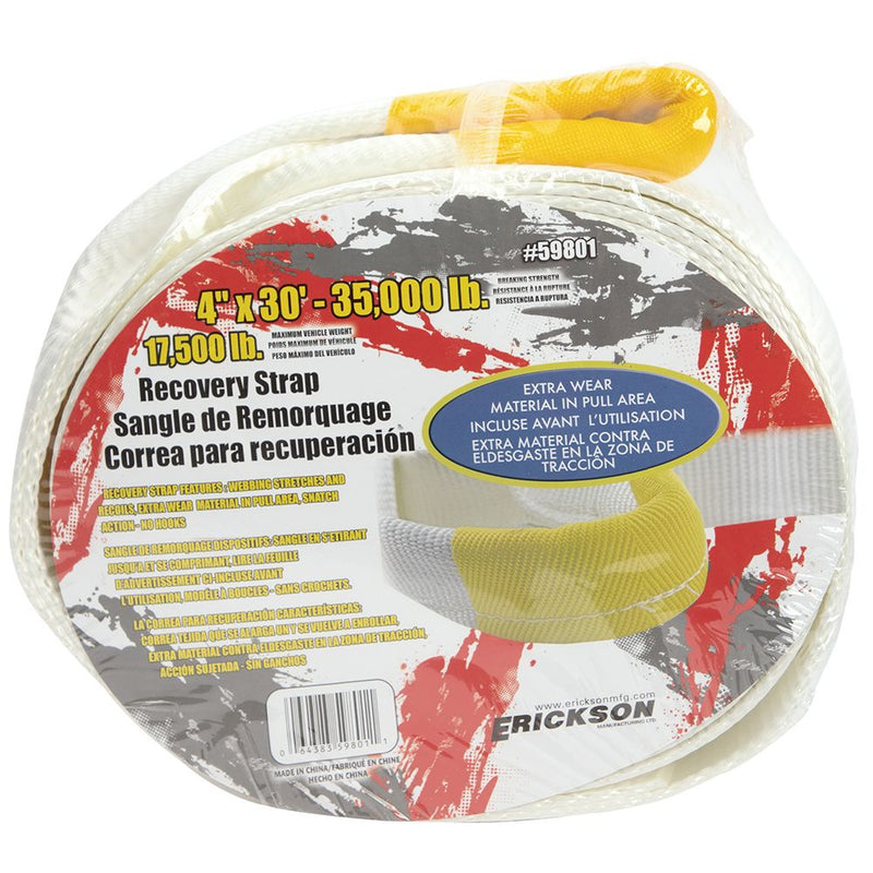 Load image into Gallery viewer, Erickson 4 inch x 30 foot Recovery Strap with Looped Ends - 35,000 lbs. Breaking Strength