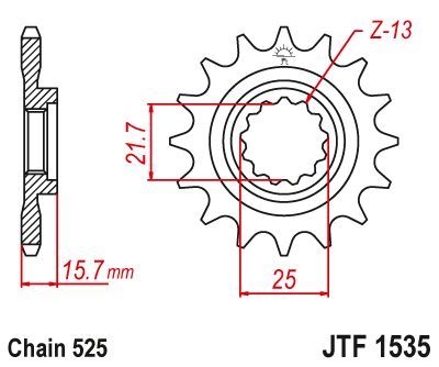 Load image into Gallery viewer, JT Sprockets Front Steel Countershaft Sprocket 15 Tooth 15T 525 Chain