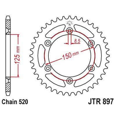 Load image into Gallery viewer, JT Sprockets Rear Steel Sprocket 44 Tooth 44T 520 Chain JTR897.44