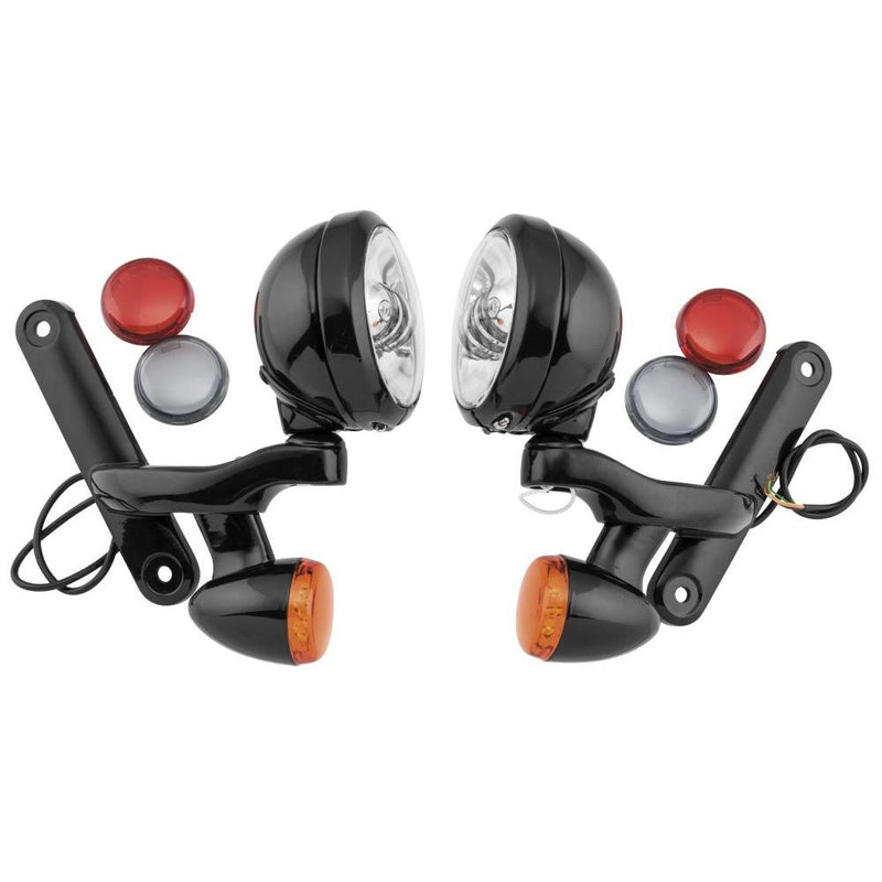 Load image into Gallery viewer, Letric Lighting Passing Lamps With Brackets & Turn Signals, Black/Chrome 4.5"