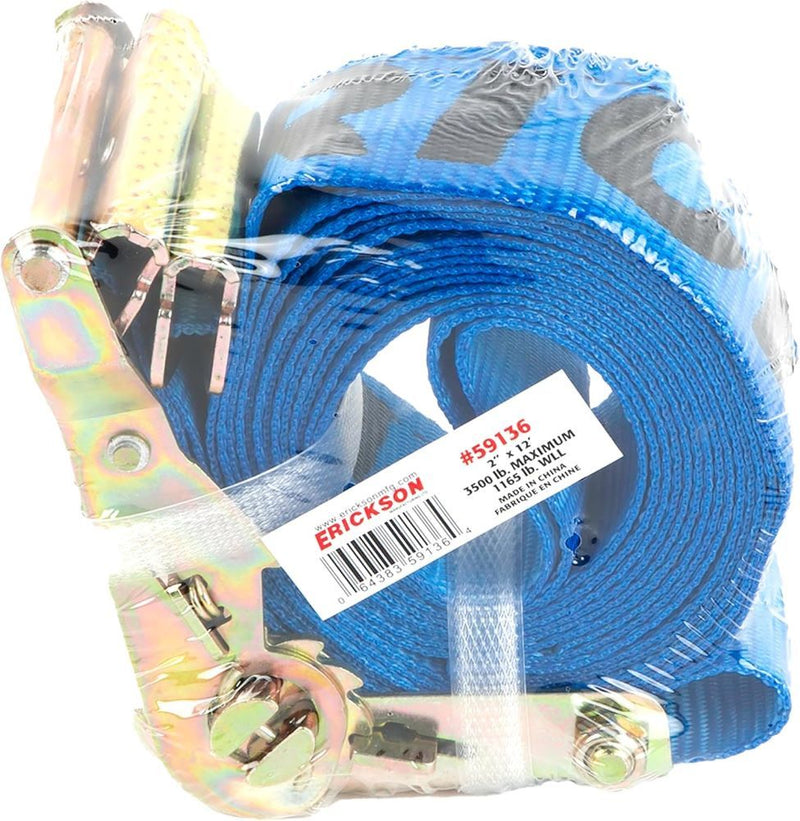 Load image into Gallery viewer, Erickson 59136 Blue 2" x 12' Ratcheting E-Track Logistic Strap