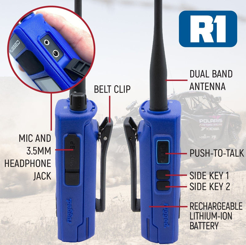 Load image into Gallery viewer, Rugged Radios BUNDLE - R1 Handheld Radio with Long Range Antenna and High Capacity Battery R1-BUNDLE