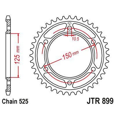 Load image into Gallery viewer, JT Sprockets Rear Steel Sprocket 42 Tooth 42T 525 Chain JTR899.42