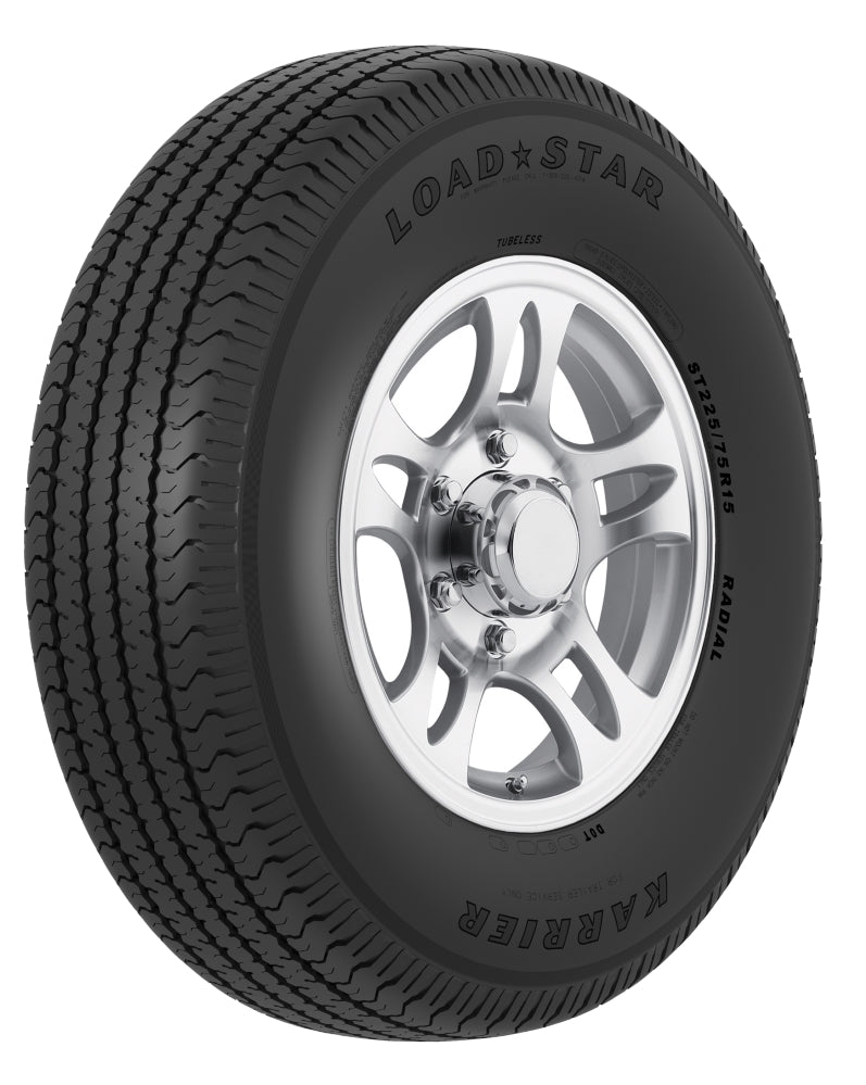 Load image into Gallery viewer, Trailer Tire & Wheel - 15IN - Silver Split Spoke Aluminum Wheel / 6 on 5.5 - ST225/75 R15 - Load Range D - Karrier Load Star Tire