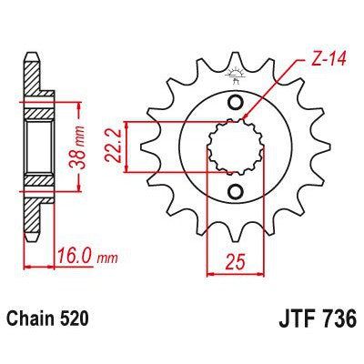 Load image into Gallery viewer, JT Sprockets Front Steel Sprocket 15 Tooth 15T 520 Chain JTF736.15