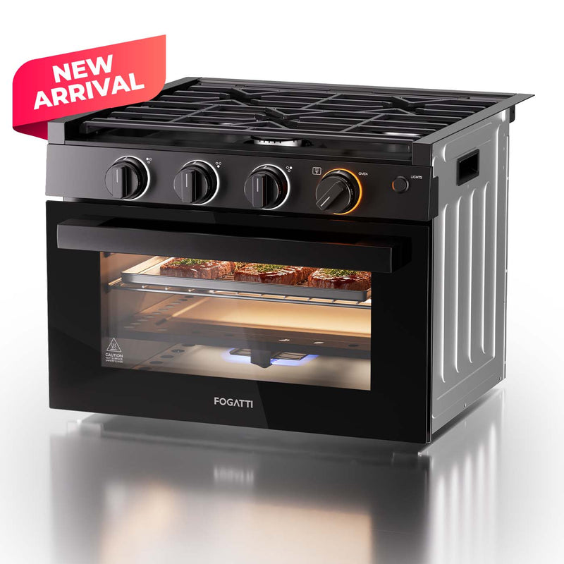 Load image into Gallery viewer, FOGATTI 17-Inch RV Oven Stove Combo, 3 Burner Propane Gas Range for Travel Trailer & Camper