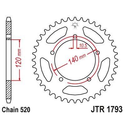 Load image into Gallery viewer, JT Sprockets Rear Steel Sprocket 45 Tooth 45T 520 Chain JTR1793.45