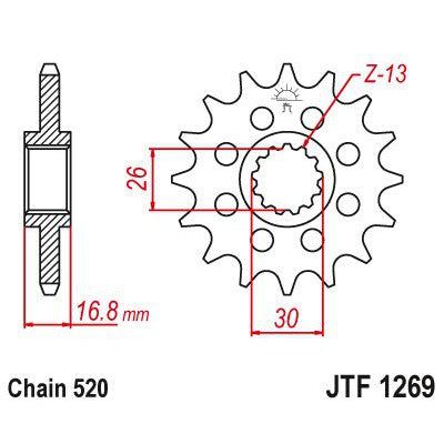 Load image into Gallery viewer, JT Sprockets Front Steel Countershaft Sprocket 16 Tooth 16T 520 Chain