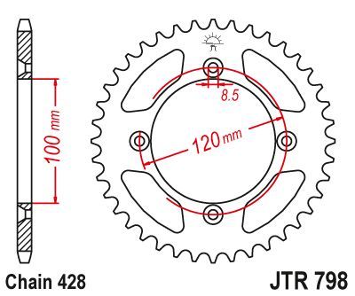Load image into Gallery viewer, JT Sprockets Rear Steel Sprocket 52 Tooth 52T 428 Chain JTR798.52