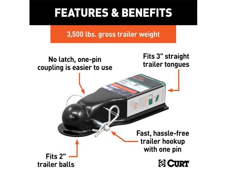 Load image into Gallery viewer, QuickPin No-Latch 2" Trailer Coupler (3" Channel, 3,500 lbs)