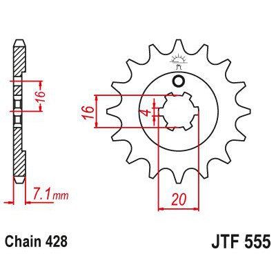 Load image into Gallery viewer, JT Sprockets Front Steel Countershaft Sprocket 13 Tooth 13T 428 Chain JTF555.13