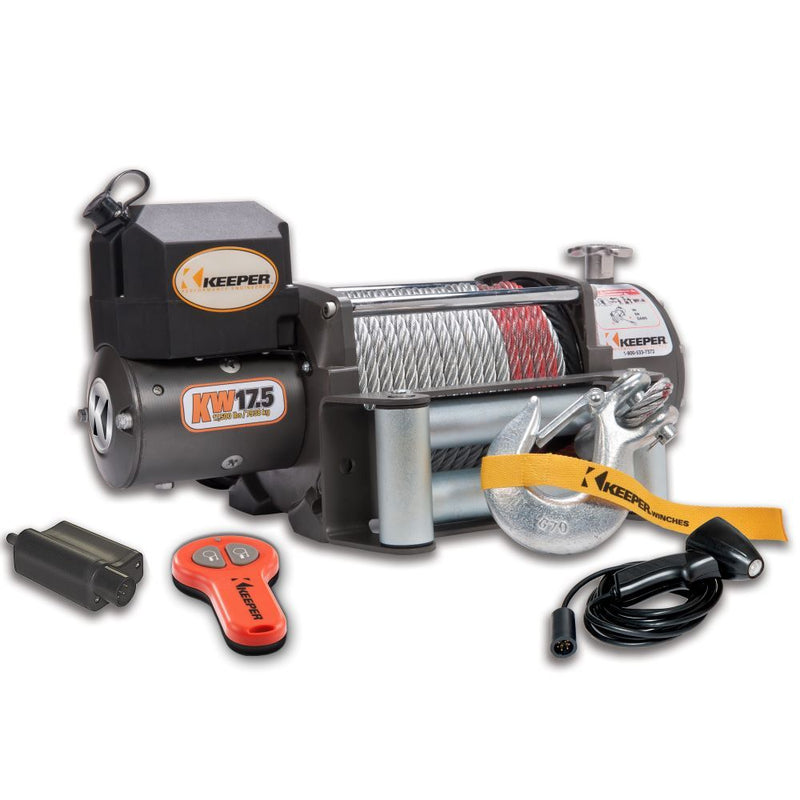 Load image into Gallery viewer, Keeper KW17.5 (KW17122) 17,500 Single Line Pull Capacity 12 Volt Winch