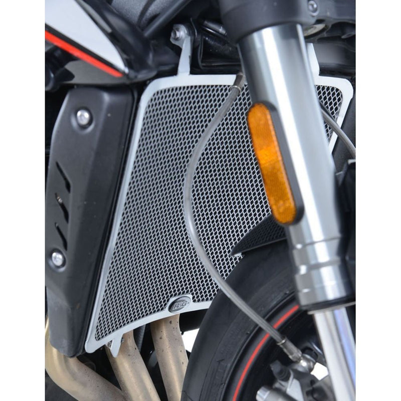 Load image into Gallery viewer, R&G Racing Black Aluminum Radiator Guard For 2017-2018 Triumph Street Triple R ABS