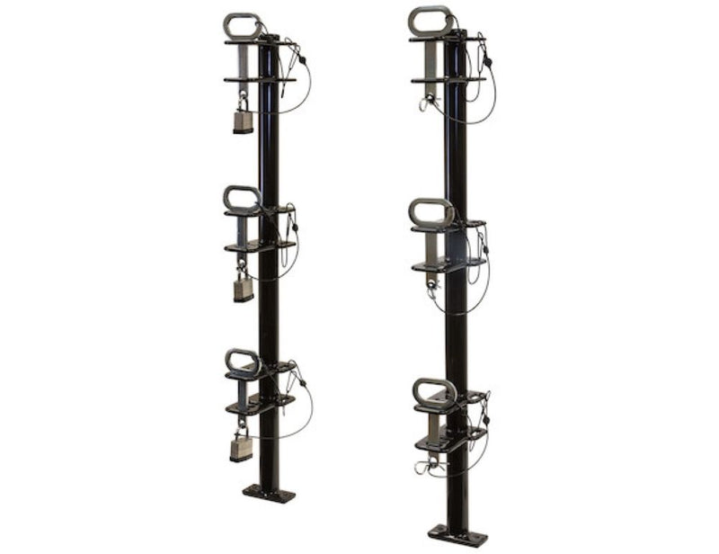 Load image into Gallery viewer, 3-Position Channel Style Lockable Trimmer Rack For Open Landscape Trailers