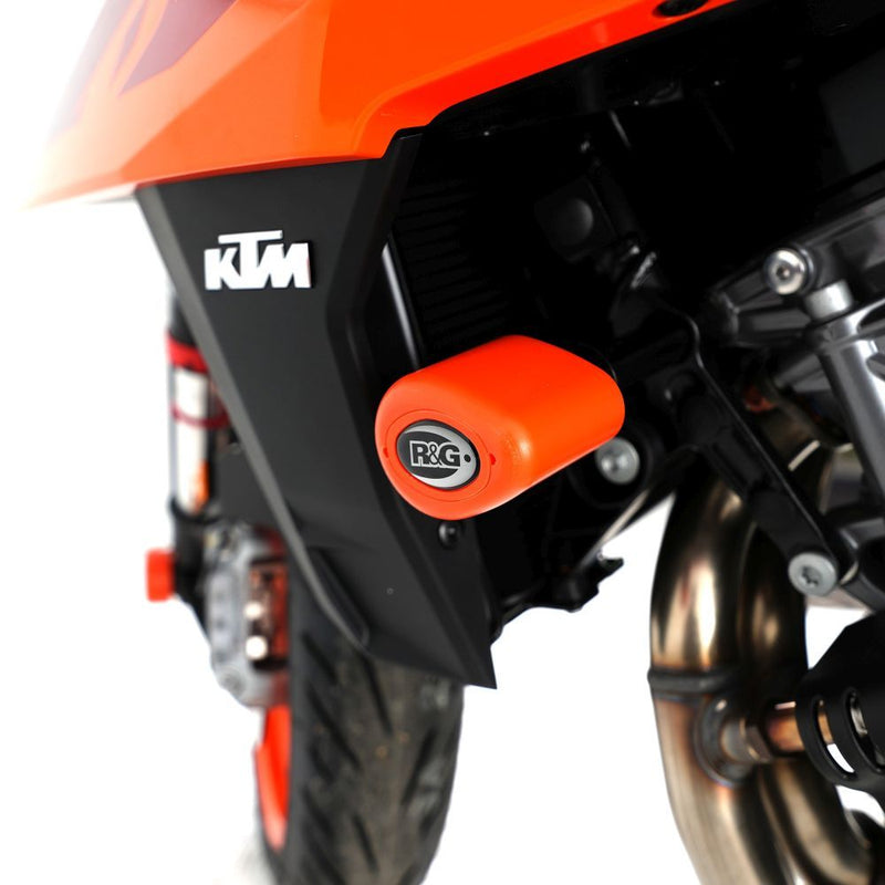 Load image into Gallery viewer, R&G Racing Orange Aero Style Crash Protection Bobbins For 2018-2020 KTM 790 Duke
