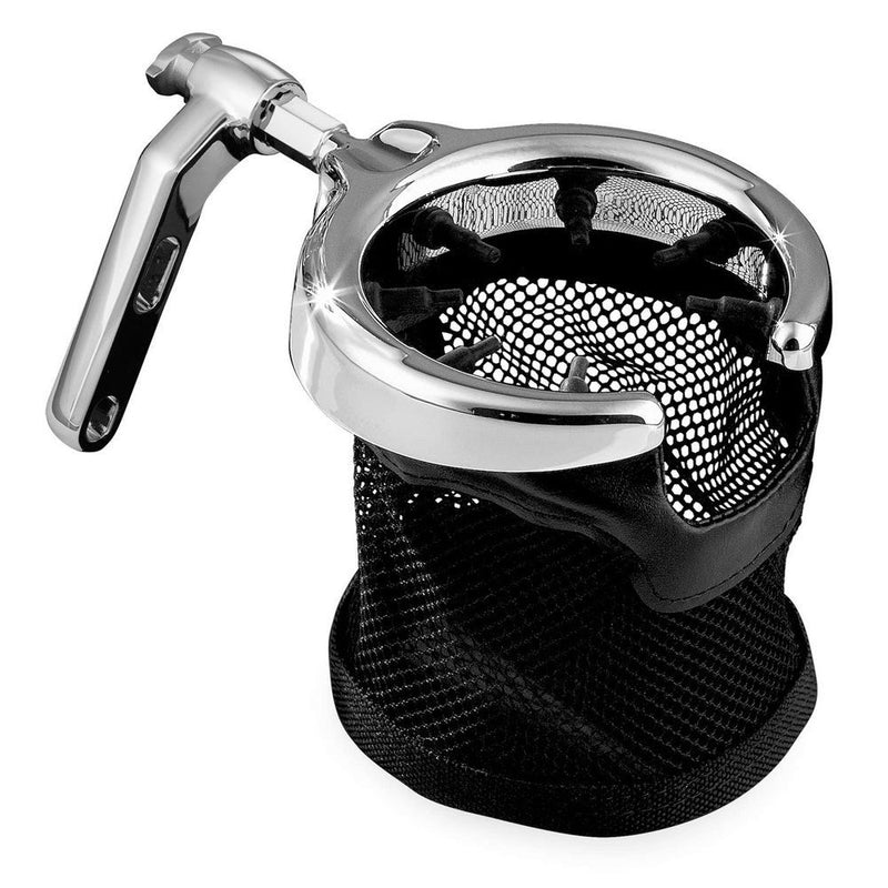 Load image into Gallery viewer, KURYAKYN BLACK CHROME BASKET UNIVERSAL DRINK HOLDER FOR 1982-2017 HARLEYS 1462