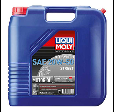 Load image into Gallery viewer, Liqui Moly 20L Synthetic SAE 20W50 HD Motorbike Street Motor Oil 22118