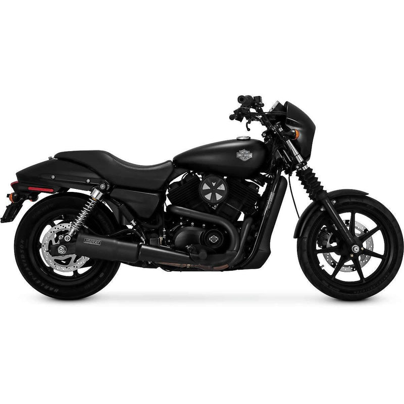 Load image into Gallery viewer, Vance & Hines 47943 Black Hi Output 4" Slip-Ons Mufflers for 15-19 Harley Street 750