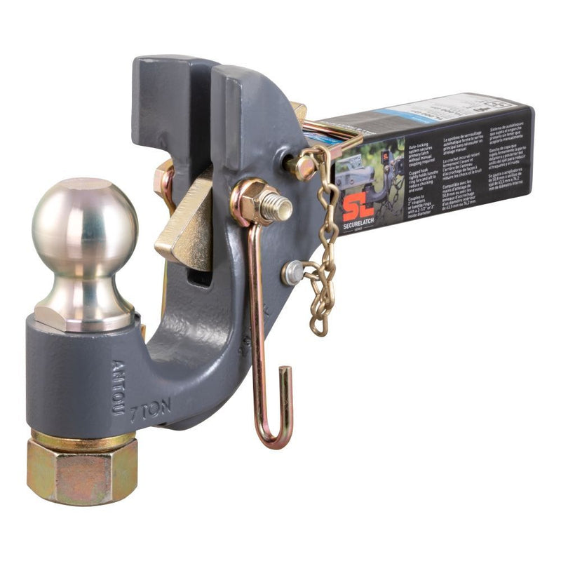 Load image into Gallery viewer, Curt SecureLatch Receiver-Mount Ball & Pintle Hitch (2" Shank, 2" Ball, 14K)