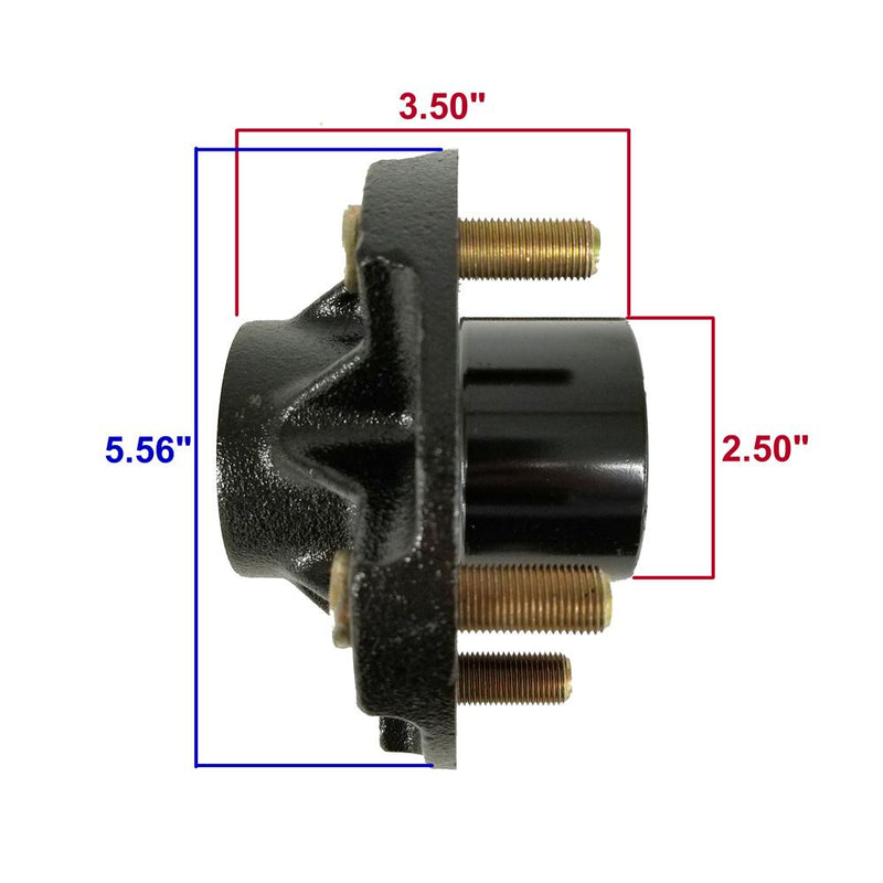 Load image into Gallery viewer, 5-Bolt on 4-1/2" Studded Trailer Hub (Shorty - 3-1/2") for 1 Inch or 1-1/16 Inch Straight Spindles (BT-150A-02)