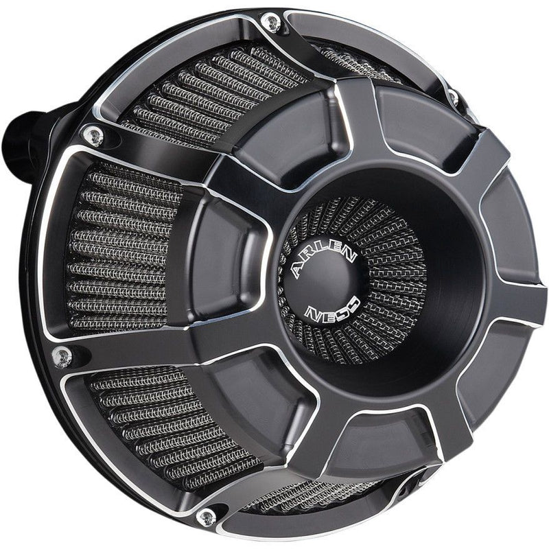Load image into Gallery viewer, Arlen Ness Inverted Bevelled Black Cut Stage 1 Air Cleaner Harley Twin Cam 99-15