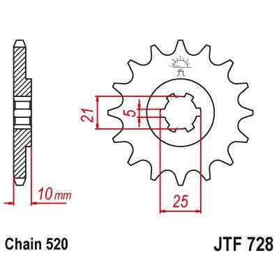 Load image into Gallery viewer, JT Sprockets Front Steel Sprocket 15 Tooth 15T 520 Chain JTF728.15