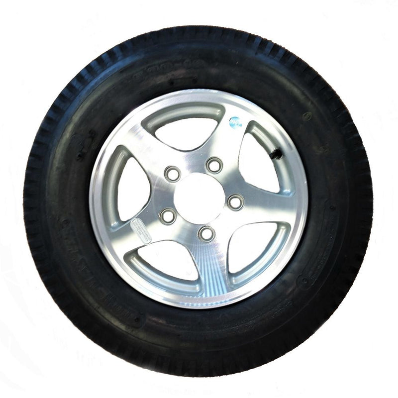 Load image into Gallery viewer, Tow-Master Trailer Tire & Wheel Assembly - 5.30 x 12 Inch Tire on 5 on 4.5 Hole Pattern, Aluminum Star Spoke Wheel, Load Range C