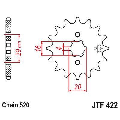 Load image into Gallery viewer, JT Sprockets Front Steel Countershaft Sprocket 14 Tooth 14T 520 Chain JTF422.14