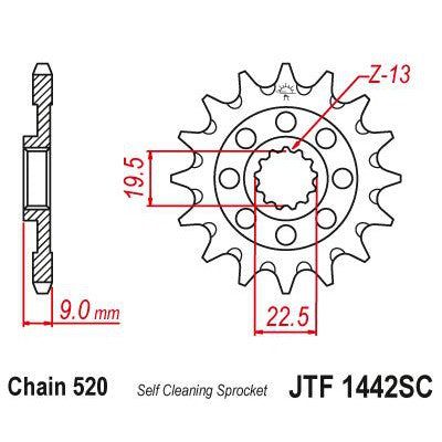 Load image into Gallery viewer, JT Sprockets Front Steel Countershaft Sprocket SC 13 Tooth 13T 520 Chain