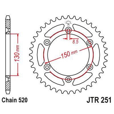 Load image into Gallery viewer, JT Sprockets Rear Steel Sprocket SC 50 Tooth 50T 520 Chain JTR251.50SC