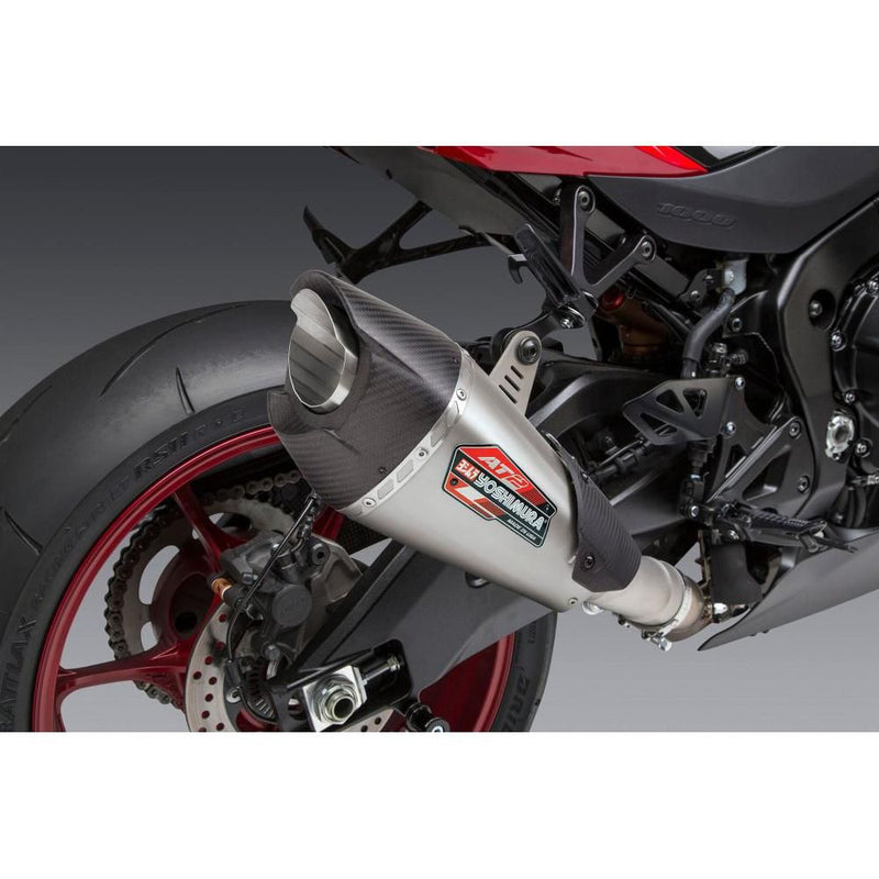 Load image into Gallery viewer, Yoshimura AT2 Stainless Street Slip-On Exhaust with Carbon Fiber End Cap For Suzuki GSXR1000R 2017-2021