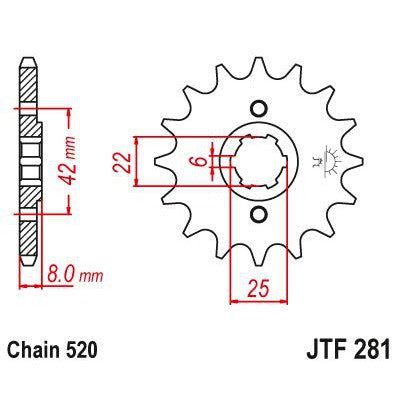 Load image into Gallery viewer, JT Sprockets Front Steel Countershaft Sprocket 16 Tooth 16T 520 Chain JTF281.16