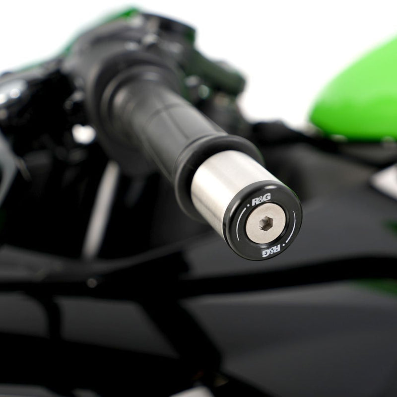 Load image into Gallery viewer, R&G Racing Black Bar End Sliders For 2018-2020 Kawasaki Ninja 250