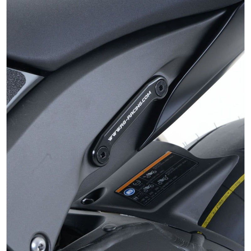 Load image into Gallery viewer, R&G Racing Black Rear Foot Rest Delete Blanking Plates For 2015-2019 Kawasaki Ninja ZX10R ZX1000