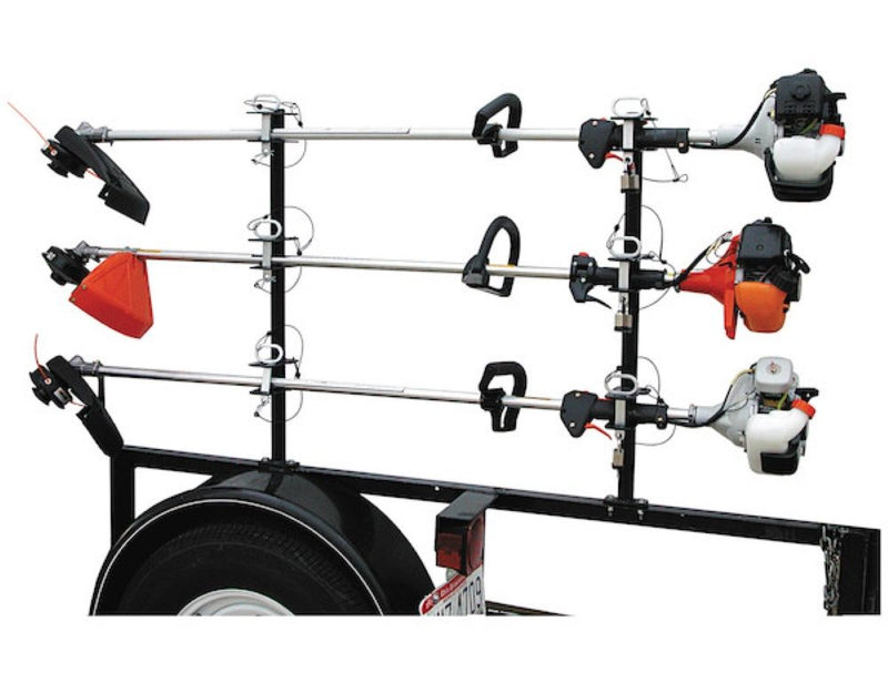 Load image into Gallery viewer, 3-Position Channel Style Lockable Trimmer Rack For Open Landscape Trailers
