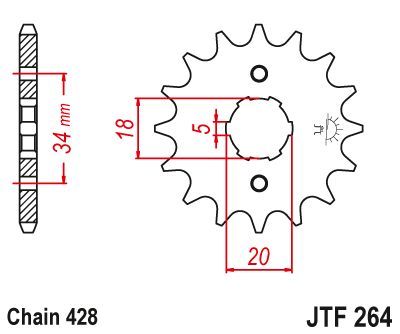 Load image into Gallery viewer, JT Sprockets Front Steel Countershaft Sprocket 14 Tooth 14T 428 Chain JTF264.14