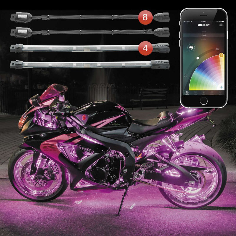Load image into Gallery viewer, XK Glow 8 Pod 4 Strip Standard Light Kit - KS-MOTO-STANDARD