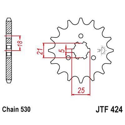 Load image into Gallery viewer, JT Sprockets Front Steel Countershaft Sprocket 15 Tooth 15T 530 Chain JTF424.15