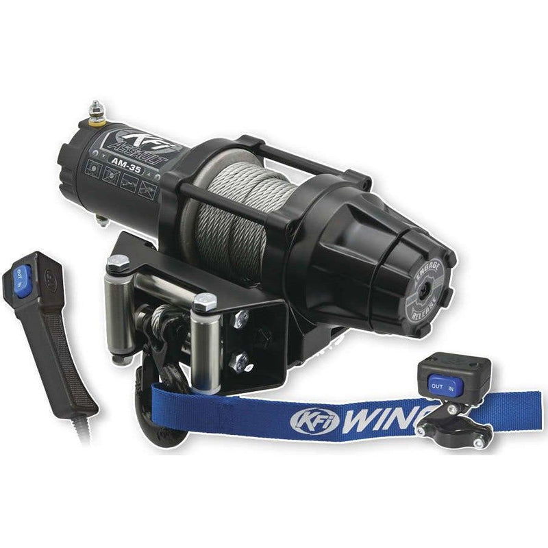 Load image into Gallery viewer, KFI 3500 ATV Assault Series Black Steel Winch AM-35