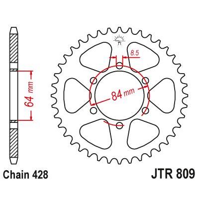Load image into Gallery viewer, JT Sprockets Rear Steel Sprocket 53 Tooth 53T 428 Chain For Suzuki DR125 G,H,J 1986-1988 JTR809.53