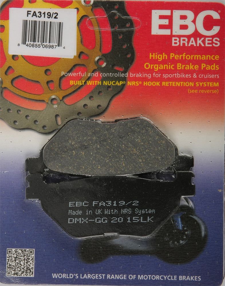 Load image into Gallery viewer, EBC 1 Pair FA Series Organic Replacement Brake Pads MPN FA319/2