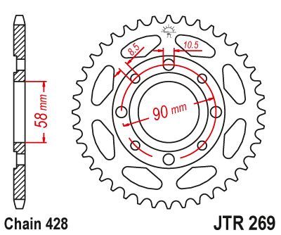 Load image into Gallery viewer, JT Sprockets Rear Steel Sprocket 40 Tooth 40T 428 Chain JTR269.40